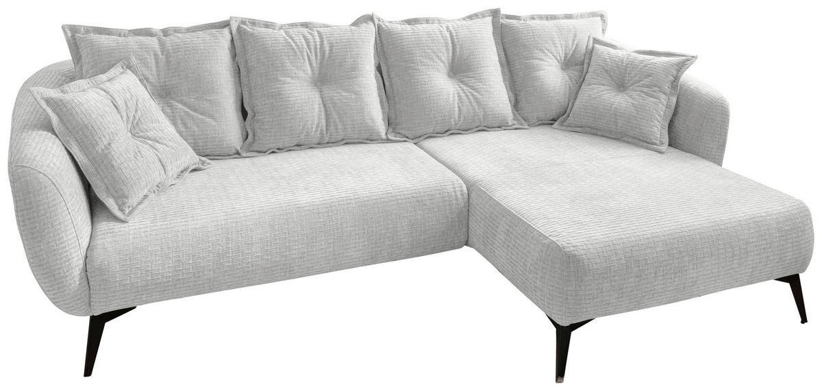 ECKSOFA in Mikrofaser Weiss  - Weiss/Schwarz, Modern, Textil/Metall (277/162cm) - Livetastic