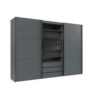 SCHWEBETÜRENSCHRANK  in Weiß  - Edelstahlfarben/Weiß, MODERN, Holzwerkstoff/Metall (300/216/65cm) - P & B