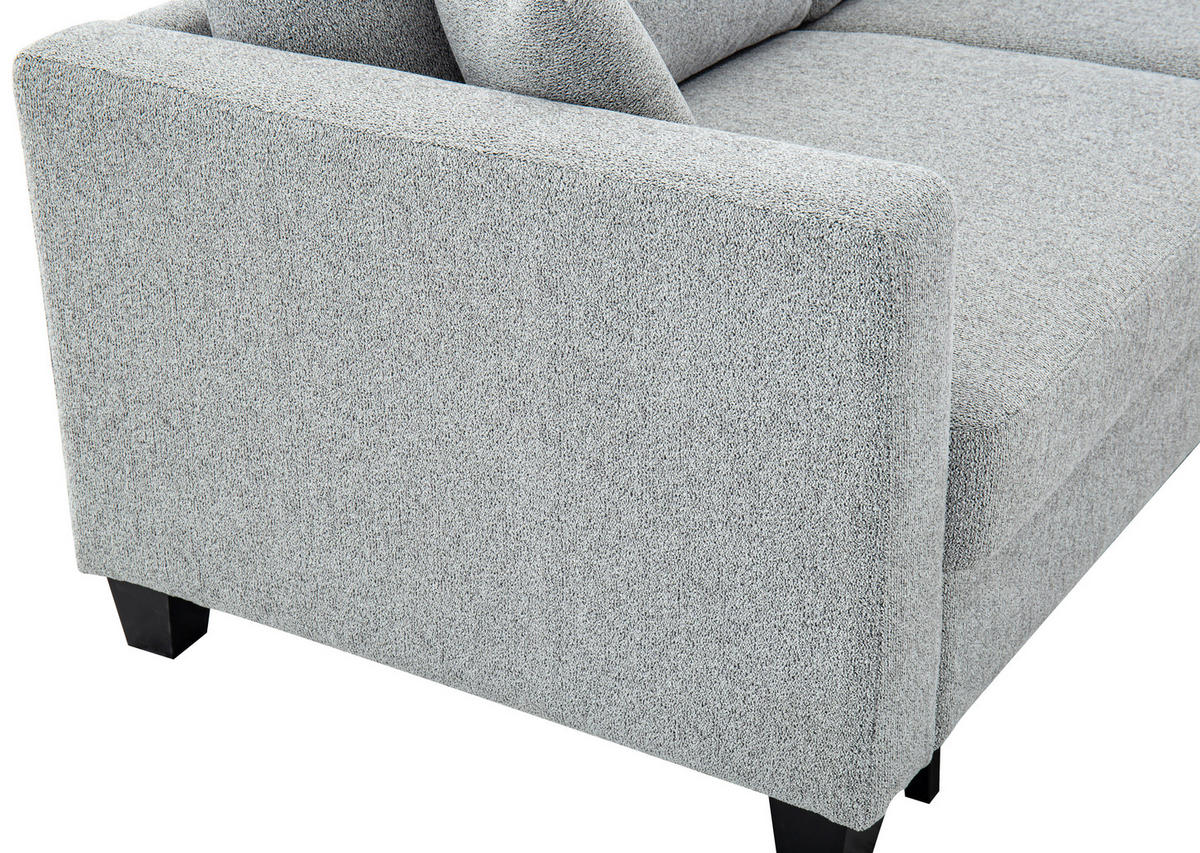 SCHLAFSOFA Leinenoptik Hellgrau  - Hellgrau/Schwarz, Design, Holz/Textil (220,5/86/96cm) - Livetastic