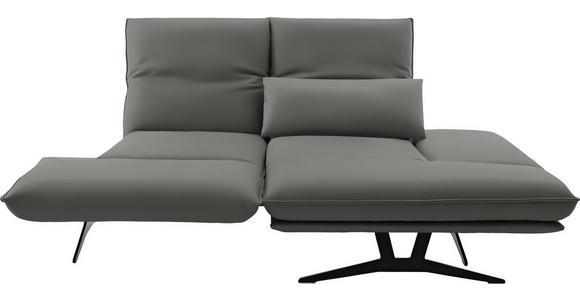 ECKSOFA in Echtleder Hellgrau  - Hellgrau/Schwarz, Design, Leder/Metall (210/130cm) - Dieter Knoll