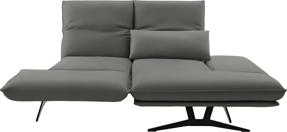 ECKSOFA in Echtleder Hellgrau  - Hellgrau/Schwarz, Design, Leder/Metall (210/130cm) - Dieter Knoll