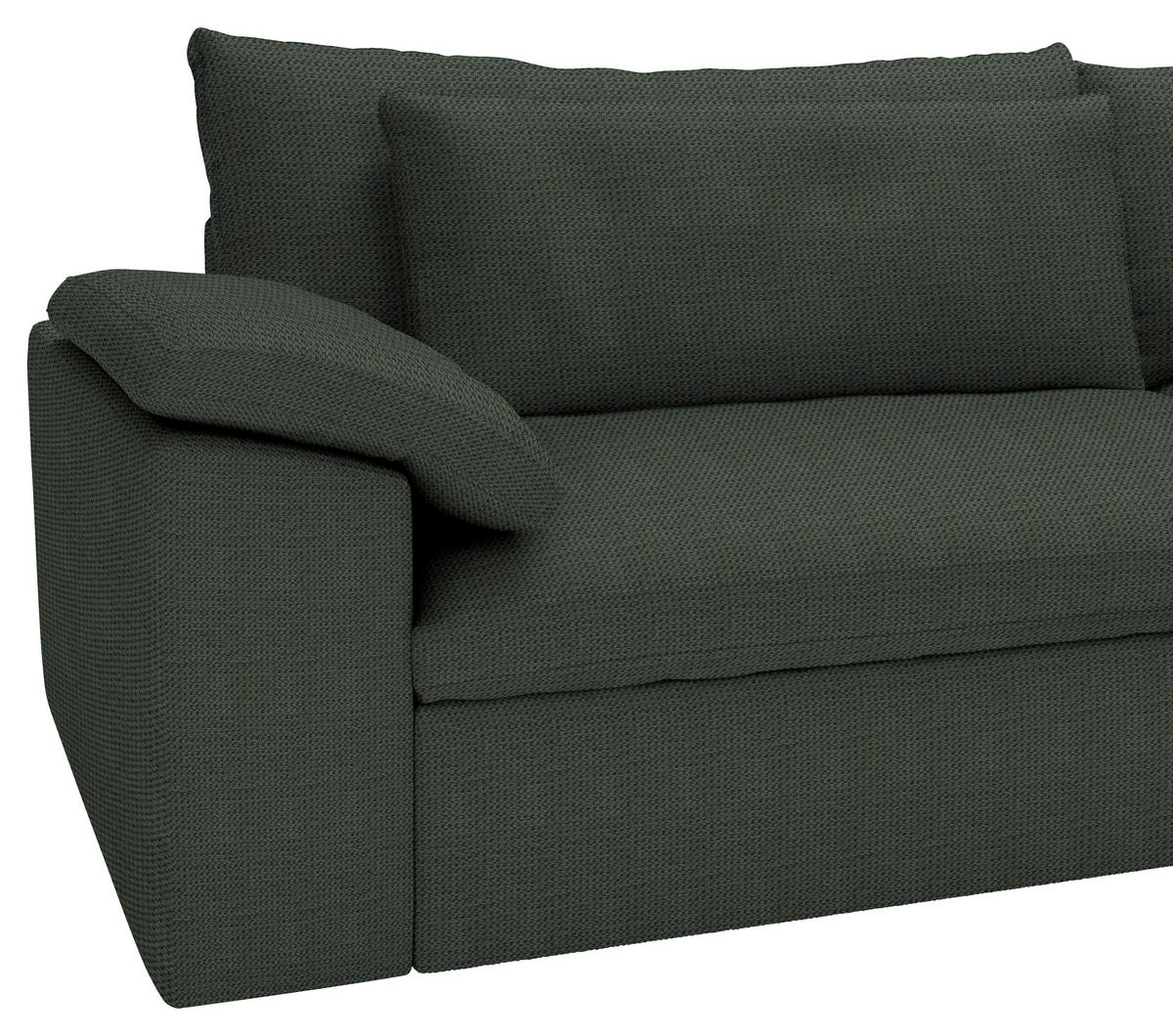 ECKSOFA  Chenille Waldgrün  - Waldgrün/Schwarz, Modern, Kunststoff/Textil (306/198cm) - Carryhome
