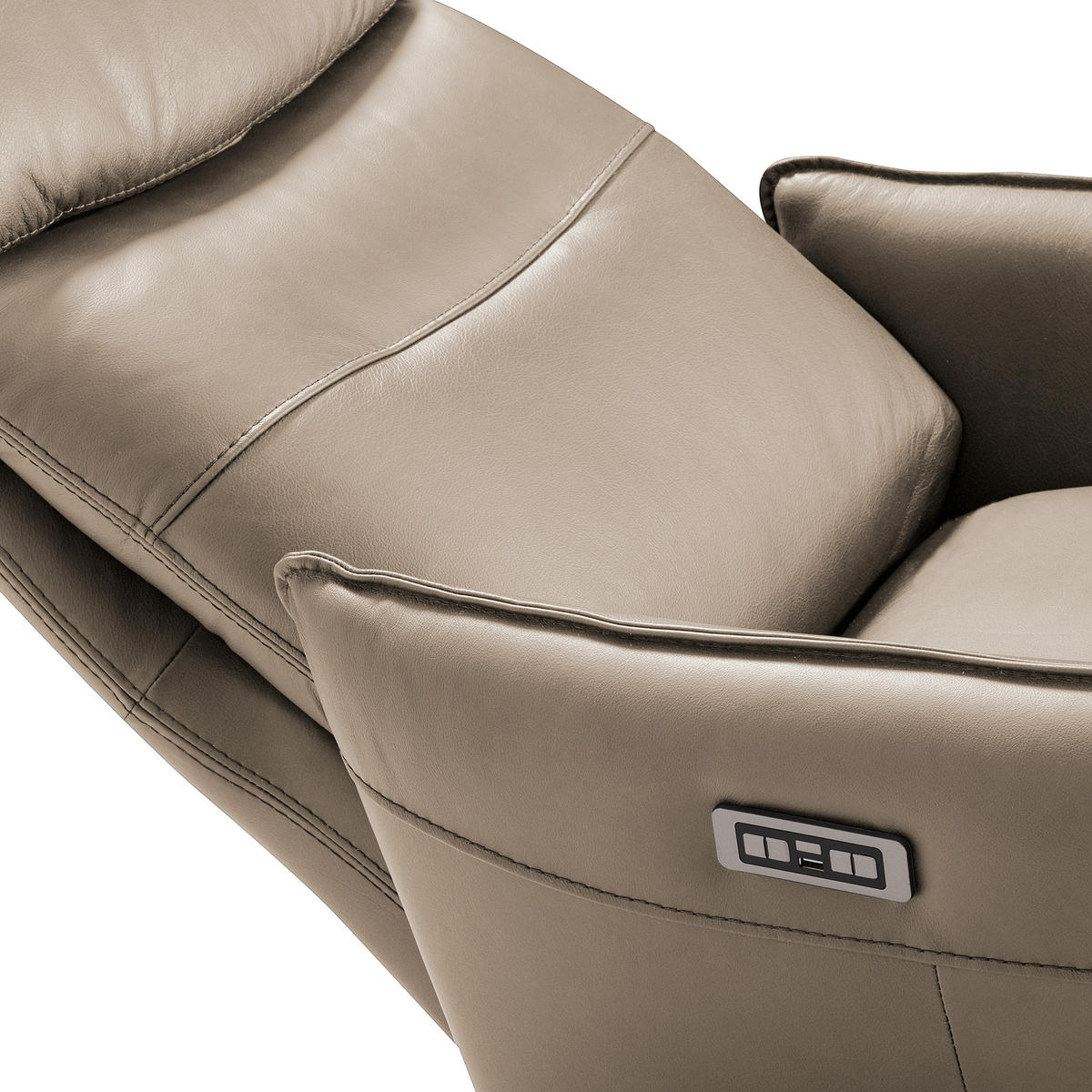 RELAXSESSEL in Leder Hellgrau  - Hellgrau/Schwarz, Design, Leder/Metall (77/107/88cm) - Livetastic