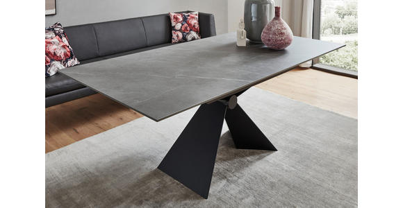 ESSTISCH in Metall, Keramik 180/90/77 cm  - Schwarz/Grau, Design, Keramik/Metall (180/90/77cm) - Dieter Knoll