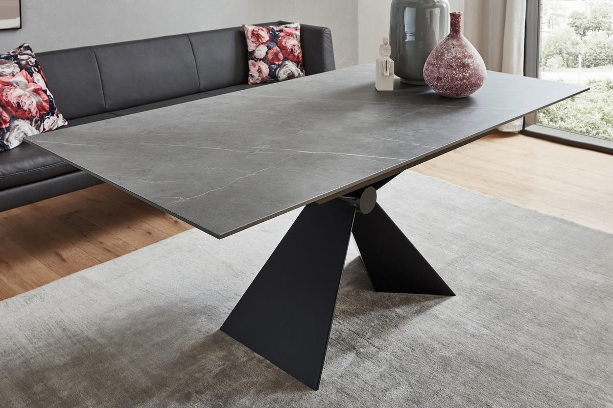 ESSTISCHMetall, Keramik 198/98/78 cm  - Schwarz/Grau, Design, Keramik/Metall (198/98/78cm) - Dieter Knoll