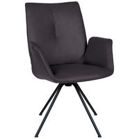 ARMLEHNSTUHL  in Stahl Echtleder pigmentiert  - Schwarz/Mokka, Design, Leder/Metall (65/91/63cm) - Dieter Knoll