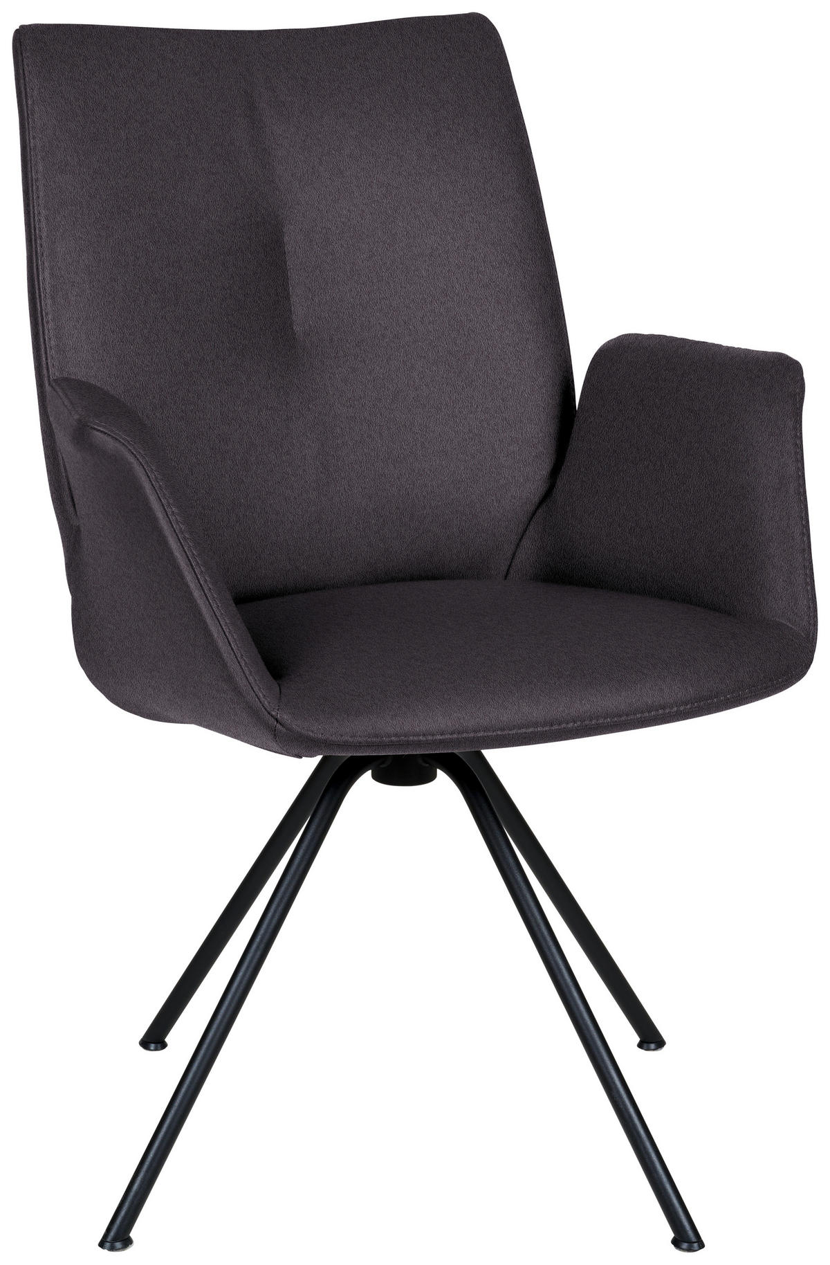 ARMLEHNSTUHL  in Stahl Echtleder pigmentiert  - Schwarz/Mokka, Design, Leder/Metall (65/91/63cm) - Dieter Knoll