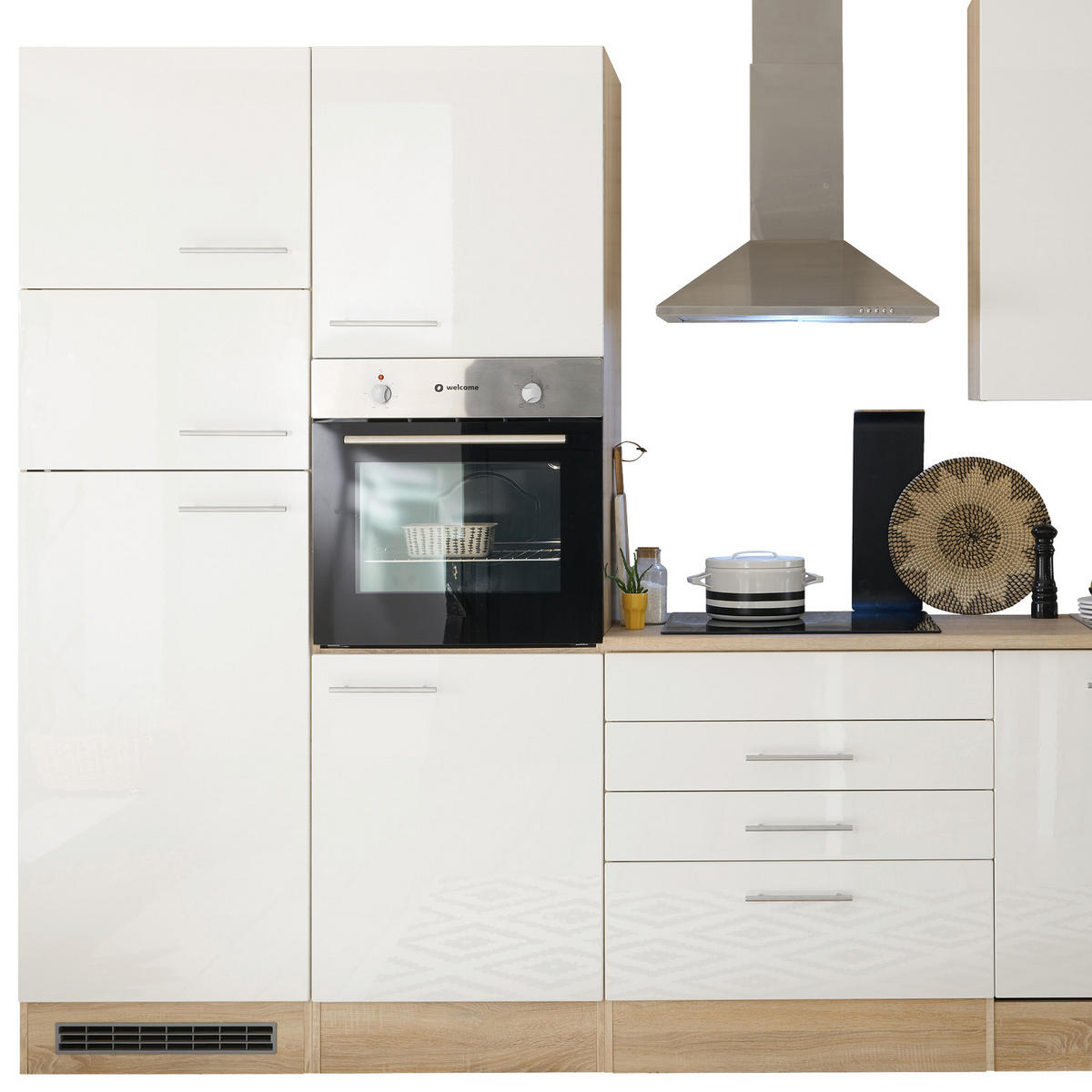 BUCĂTĂRIE FĂRĂ ELECTROCASNICE  - stejar Sonoma/alb, Modern, material pe bază de lemn (310cm) - Xora