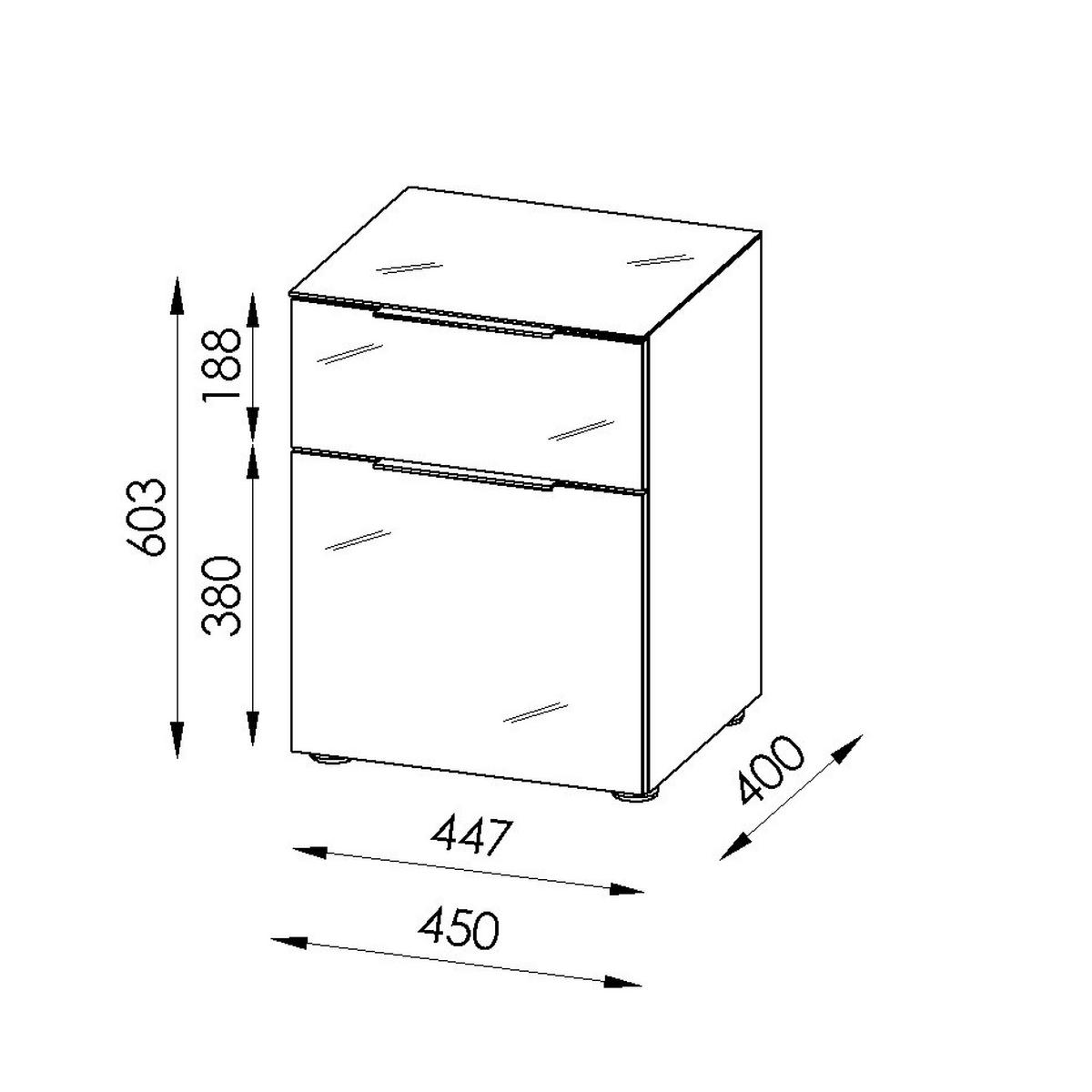 NACHTSCHRANK 45/60/40 cm  - Chromfarben/Anthrazit, Basics, Glas/Holzwerkstoff (45/60/40cm)