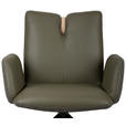ARMLEHNSTUHL  Sitzfläche 360° drehbar, automatische Rückholfunktion Bouclé Echtleder  - Schwarz/Grün, Design, Leder/Holz (62/87/63cm) - Valnatura