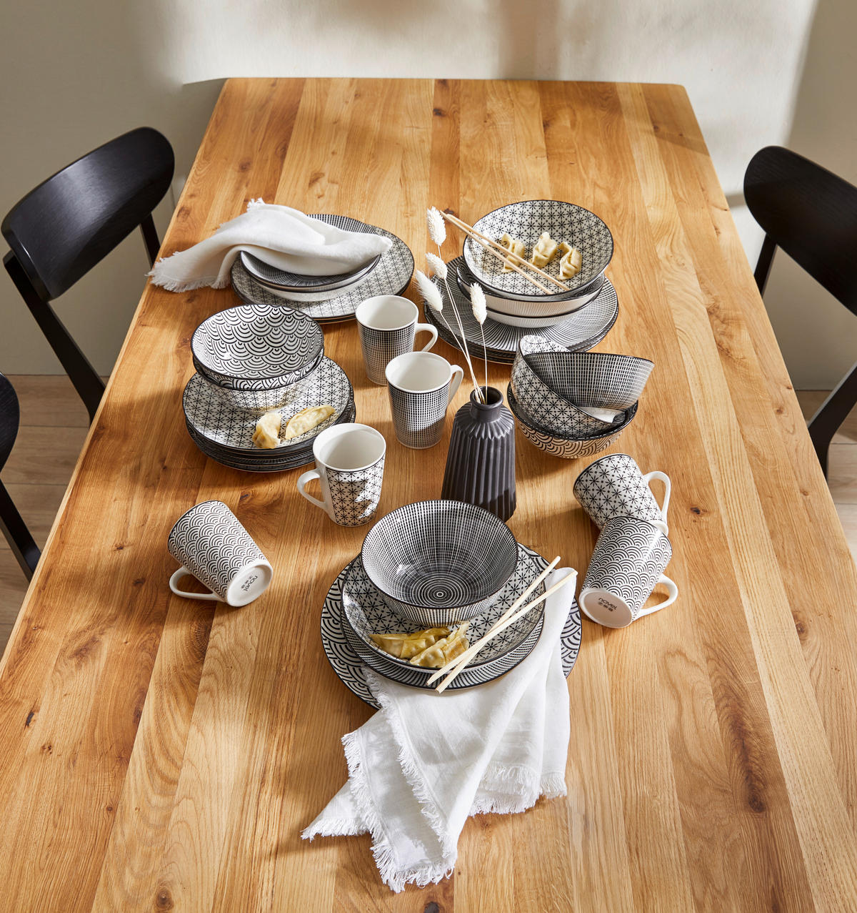 KOMBINOVANÝ SERVIS Tokyo 30-dielne  - čierna/biela, Trend, keramika - Novel