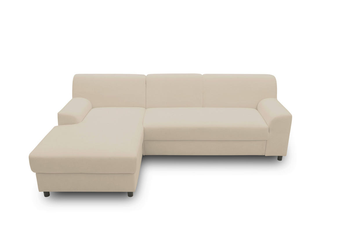 ECKSCHLAFSOFA  CAPRI 2 Beige Mikrofaser  - Beige/Schwarz, Basics, Kunststoff/Textil (146/241cm) - MID.YOU