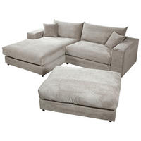 ECKSOFA FUNNY S Grau Cord, Velours Zierkissen, Rückenkissen, Hocker  - Schwarz/Grau, Basics, Kunststoff/Textil (180/265cm) - Livetastic