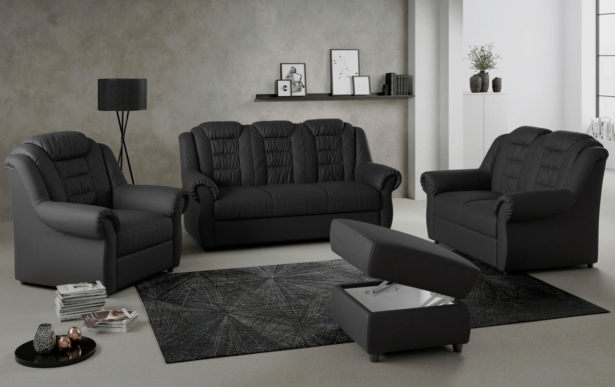 SESSEL in Lederlook Schwarz  - Schwarz, Konventionell, Kunststoff/Textil (104/102/101cm) - Livetastic