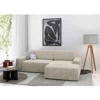 ECKSOFA Cord Creme  - Creme/Schwarz, Modern, Kunststoff/Textil (246/162cm) - Trendmanufaktur