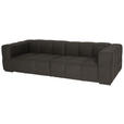 BIGSOFA  in Flachgewebe, Leinenoptik Dunkelbraun  - Dunkelbraun/Schwarz, Design, Textil/Metall (262/66/113cm) - Belluti