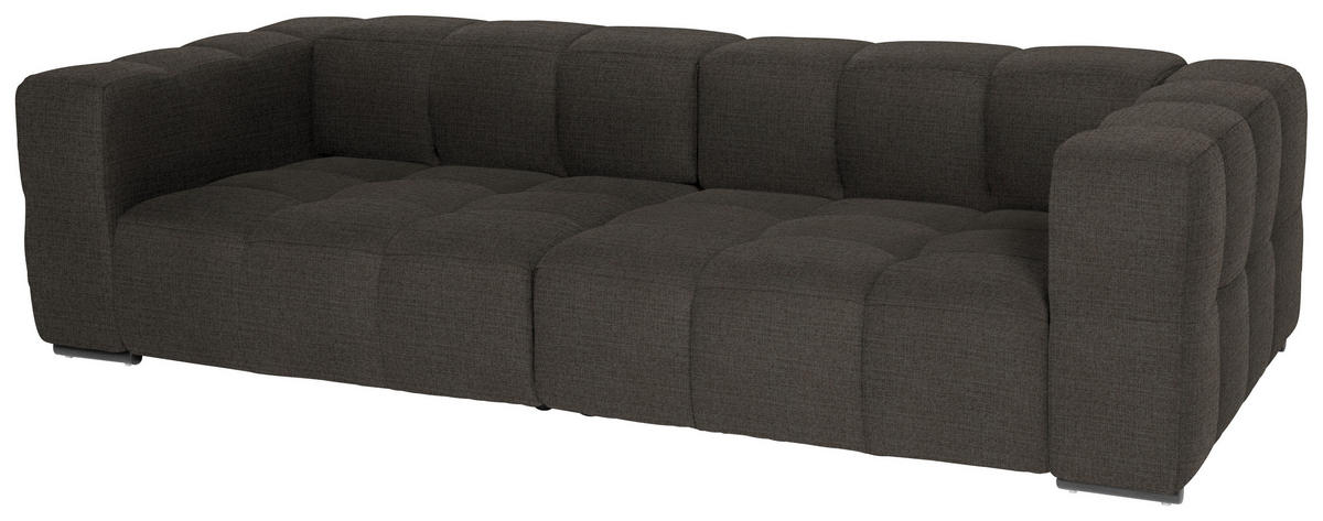 BIGSOFA  in Flachgewebe, Leinenoptik Dunkelbraun  - Dunkelbraun/Schwarz, Design, Textil/Metall (262/66/113cm) - Belluti