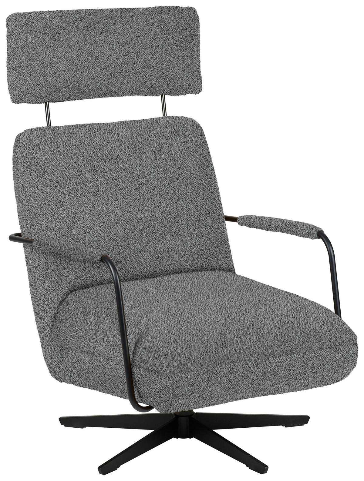 SESSEL Flachgewebe, Bouclé Grau  - Schwarz/Grau, Design, Textil/Metall (71/103/91cm) - Koinor