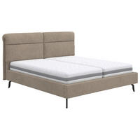 KÁRPITOZOTT ÁGY 180/200 cm  bézs  - bézs/bükkszínű, Basics, faalapú anyag/textil (180/200cm) - Carryhome