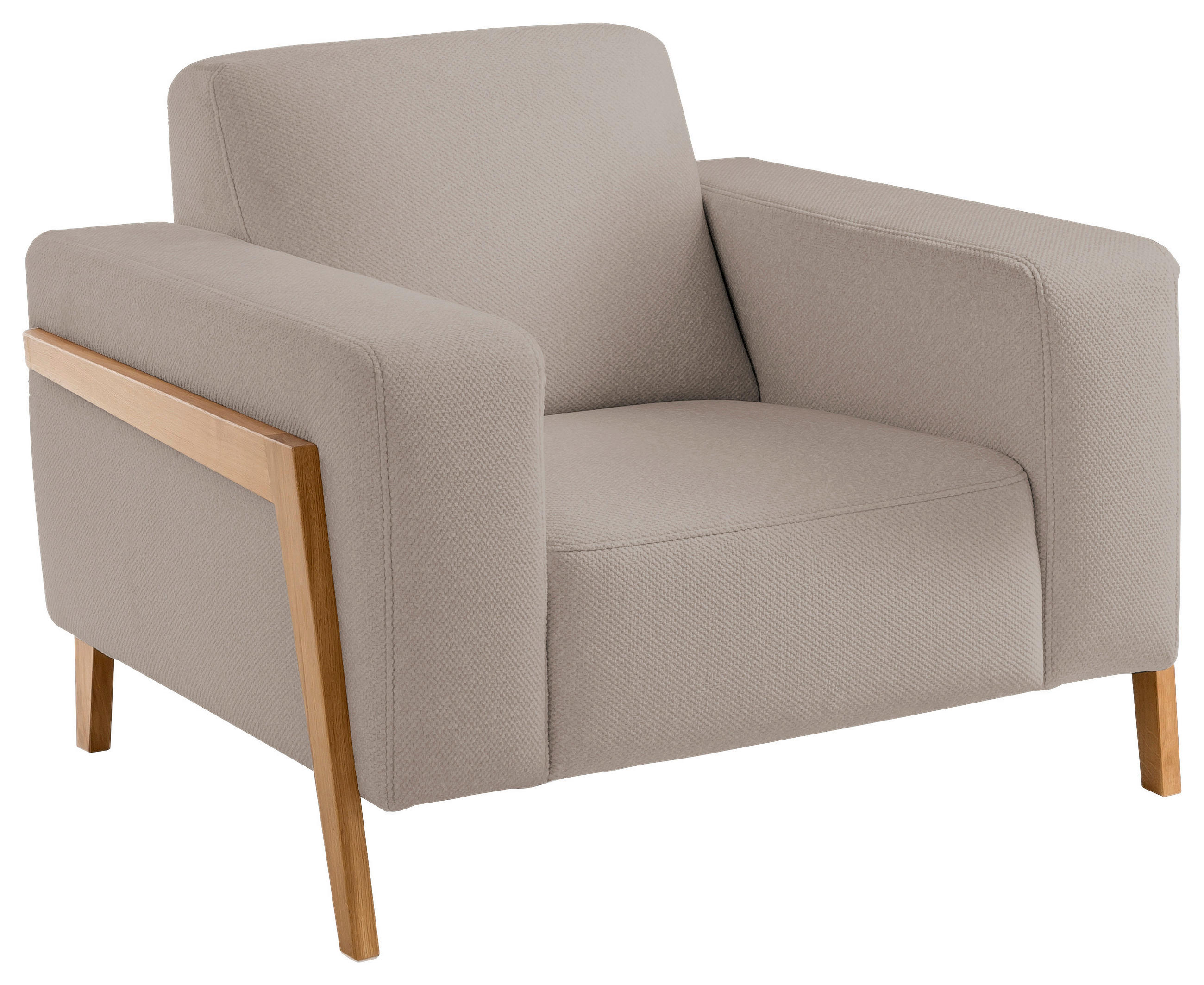 SESSEL in Struktur Beige  - Eichefarben/Beige, Design, Holz/Textil (105/84/96cm) - Stylife