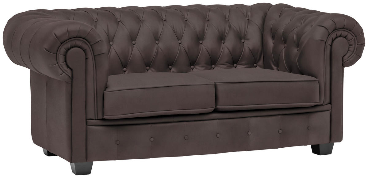 CHESTERFIELD-SOFA in Lederlook Dunkelbraun  - Wengefarben/Dunkelbraun, LIFESTYLE, Holz/Textil (180/76,5/96cm) - Landscape