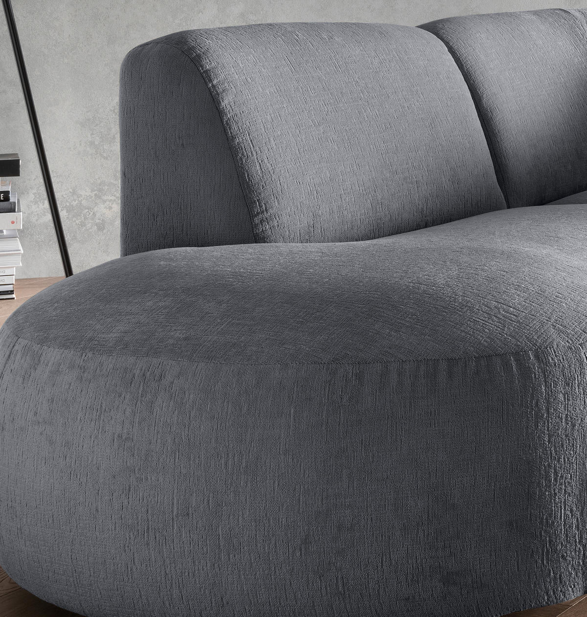 ECKSOFA in Mikrofaser Anthrazit  - Anthrazit/Schwarz, Modern, Kunststoff/Textil (182/276cm) - Livetastic