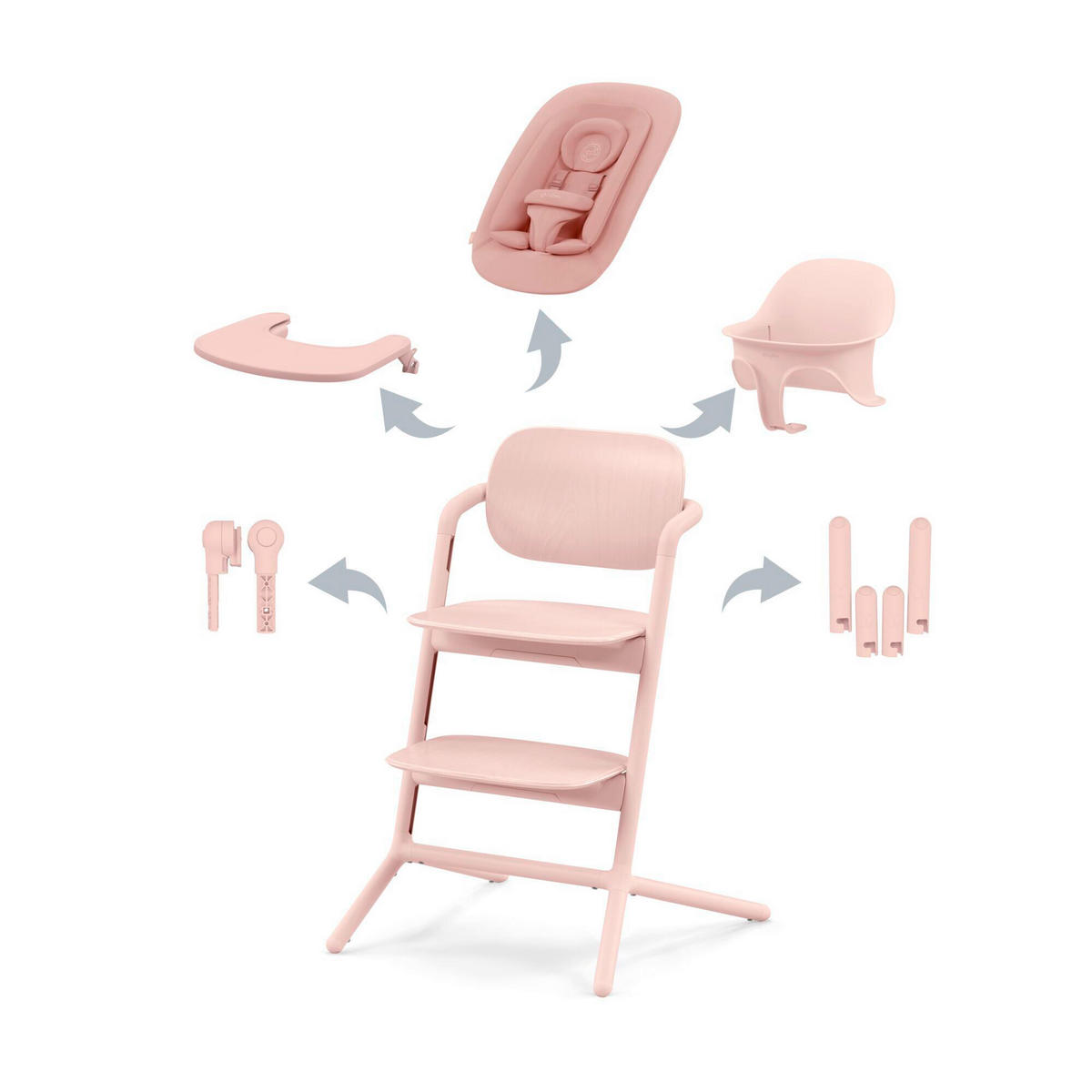 HRANILICA  Lemo 4 in 1 Set  - ružičasta, Basics, drvo/plastika (56/54,5/81,5cm) - Cybex