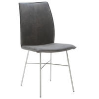 STUHL  Beinauswahl, Lederauswahl, Stoffauswahl, Typenauswahl, Gestellauswahl Mikrofaser  - Edelstahlfarben/Anthrazit, Design, Textil/Metall (46/93/57cm) - Dieter Knoll