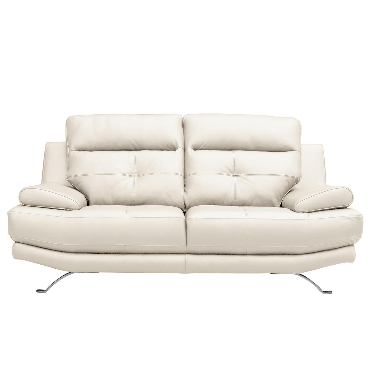2-SITZER-SOFA Weiß Echtleder  - Chromfarben/Weiß, Design, Leder/Metall (185/92/99cm) - Livetastic