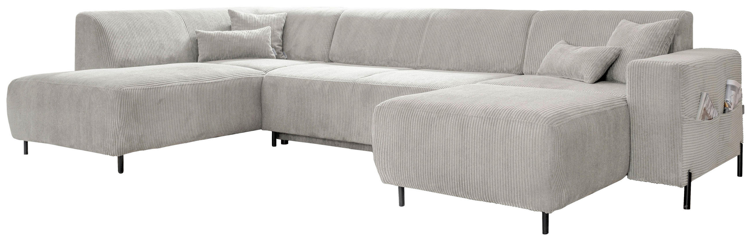 WOHNLANDSCHAFT Beige Cord  - Beige/Schwarz, Textil/Metall (192/330/165cm) - MID.YOU
