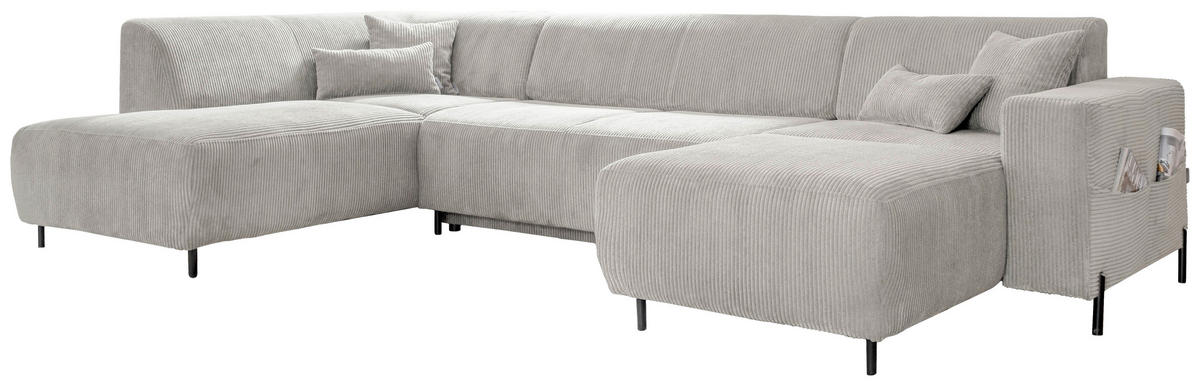 SJEDEĆA GARNITURA tekstil  bež   - bež/crna, tekstil/metal (192/330/165cm) - MID.YOU