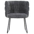 STUHL Flachgewebe Grau, Schwarz  - Schwarz/Grau, Basics, Textil/Metall (62/80/62cm) - Carryhome