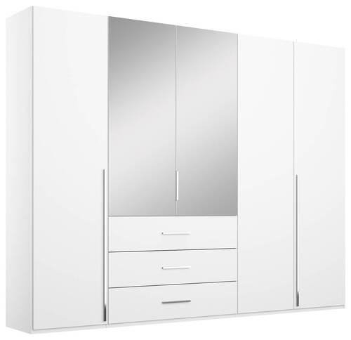 DREHTÜRENSCHRANK 251/223/60 cm 5-türig Weiß  - Chromfarben/Weiß, Design, Glas/Holzwerkstoff (251/223/60cm) - home24