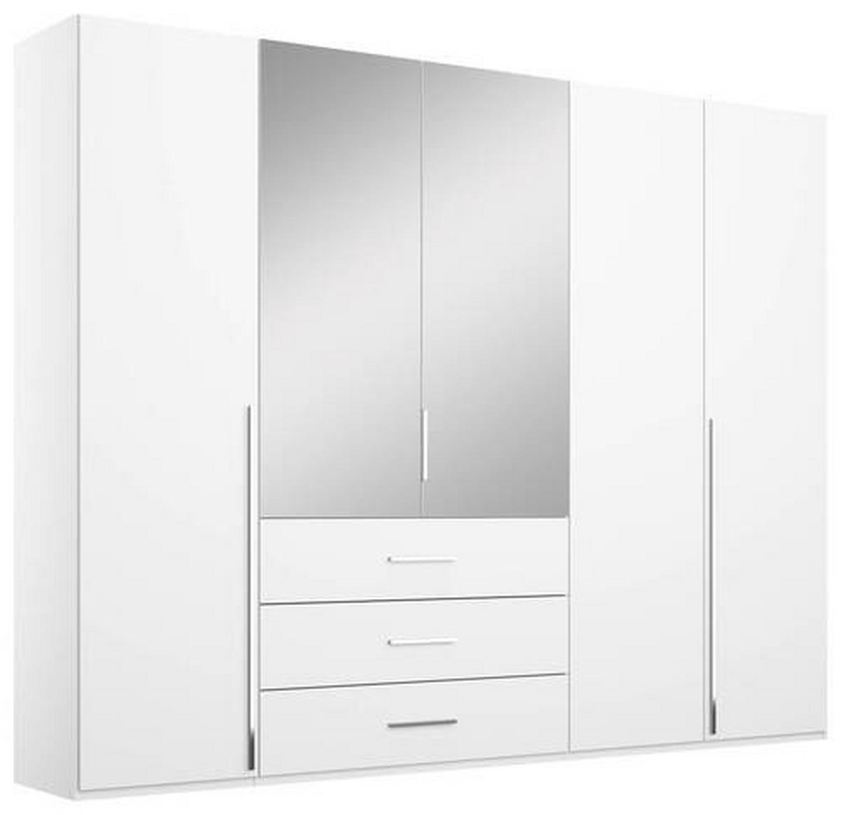 DREHTÜRENSCHRANK in Weiss  - Chromfarben/Weiss, Design, Glas/Holzwerkstoff (251/223/60cm) - home24