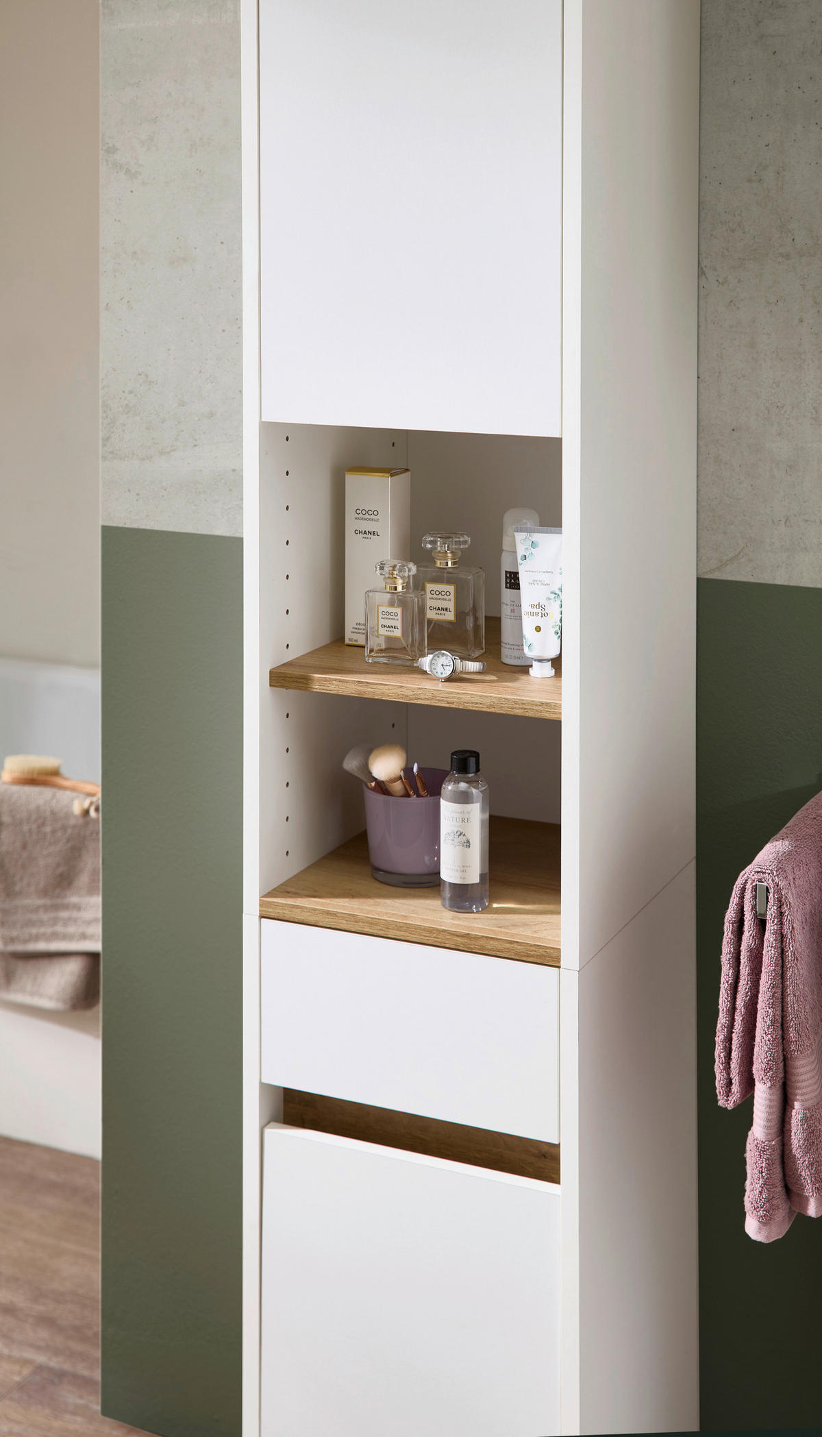 HOCHSCHRANK 32,4/182,8/32,2 cm  - Eichefarben/Weiß, KONVENTIONELL, Holzwerkstoff (32,4/182,8/32,2cm) - Xora