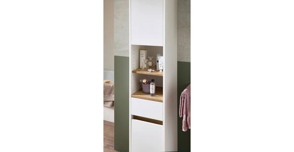 HOCHSCHRANK 32,4/182,8/32,2 cm  - Eichefarben/Weiß, KONVENTIONELL, Holzwerkstoff (32,4/182,8/32,2cm) - Xora