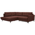 ECKSOFA in Flachgewebe, Leinenoptik Rotbraun  - Rotbraun/Schwarz, Design, Textil/Metall (208/247cm) - Xora