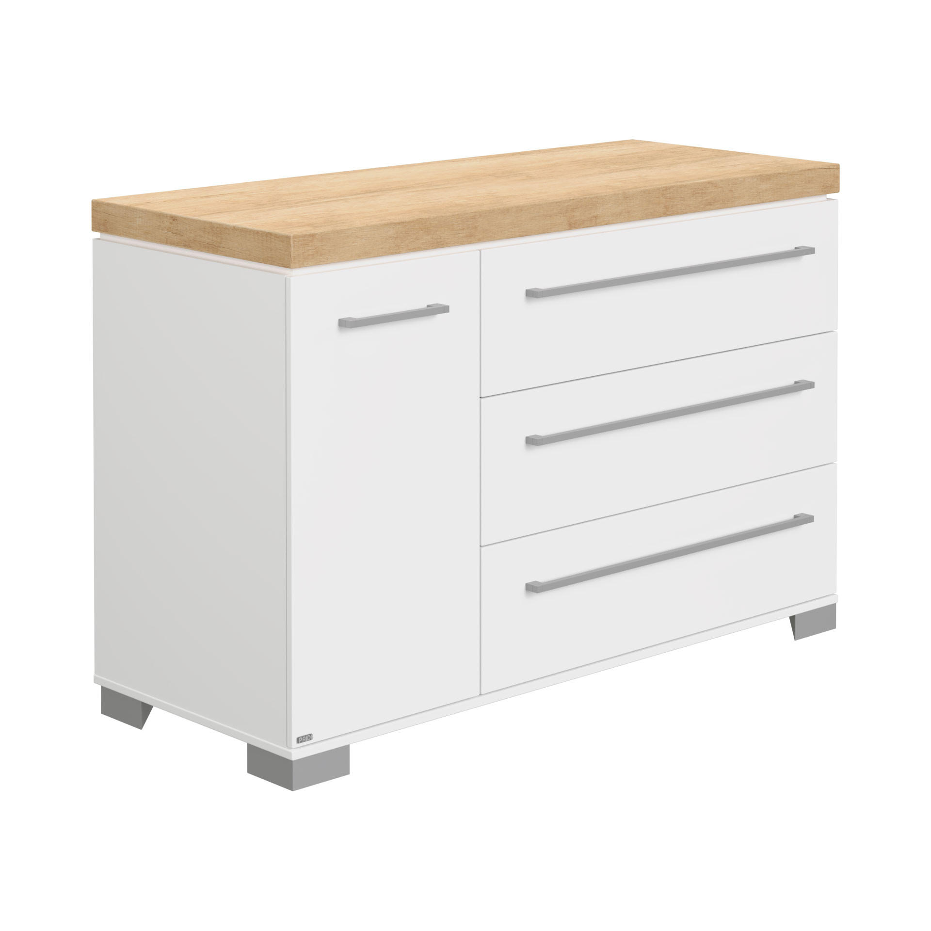 WICKELKOMMODE Kira Eiche Nebraska/Kreideweiß Weiß - Silberfarben/Weiß, Basics, Holzwerkstoff/Metall (135,3/90,3/55,6cm) - Paidi