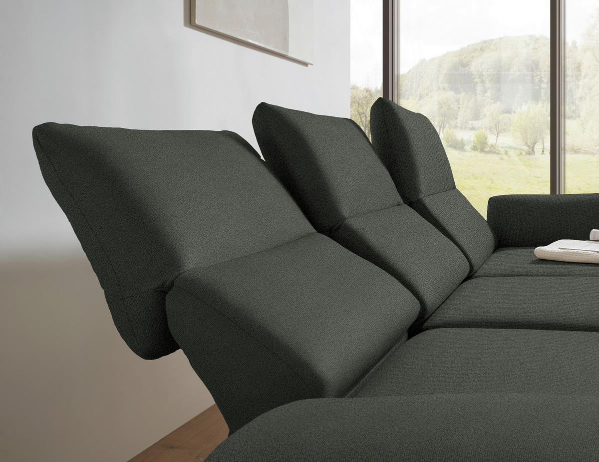 ECKSOFA  in Flachgewebe Grün  255-365/175-224 cm  - Schwarz/Grün, Design, Textil/Metall (255-365/175-224cm) - Dieter Knoll