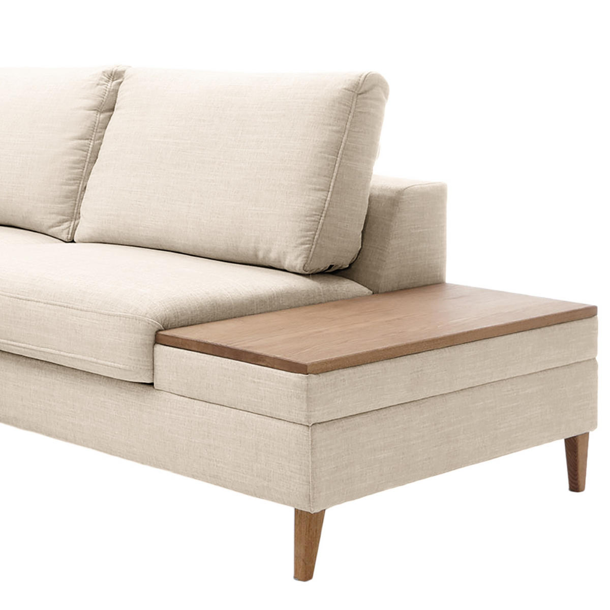 ECKSOFA in Webstoff Silberfarben  - Eschefarben/Silberfarben, Modern, Holz/Textil (260/90/204cm) - Trendmanufaktur
