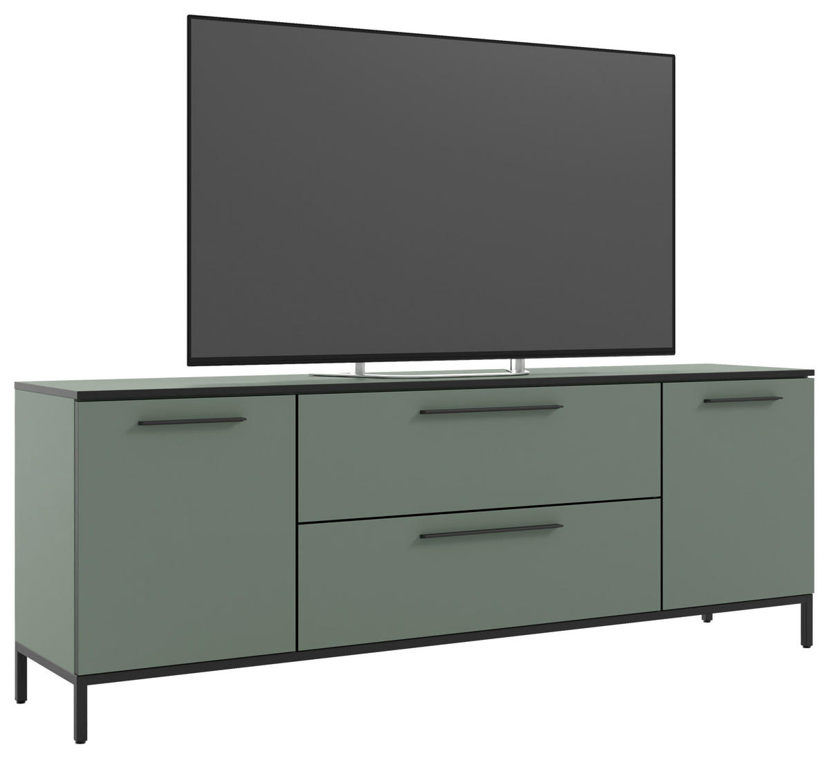 LOWBOARD Soul  in 180/66/40 cm  - Schilfgrün/Schwarz, MODERN, Holzwerkstoff/Metall (180/66/40cm)