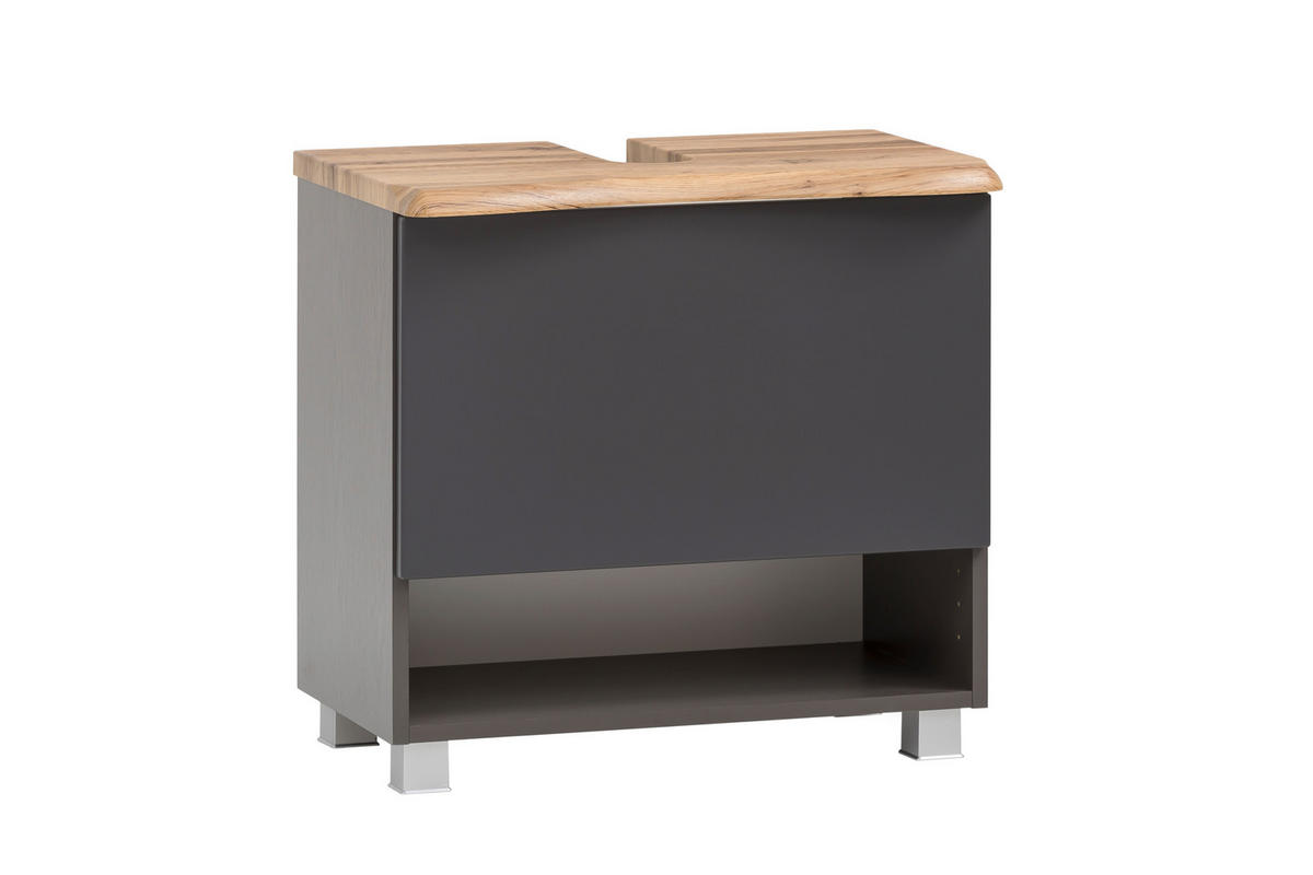 WASCHTISCHUNTERSCHRANK 61/55/40 cm  - Silberfarben/Eiche Wotan, Natur, Holzwerkstoff/Kunststoff (61/55/40cm) - Xora