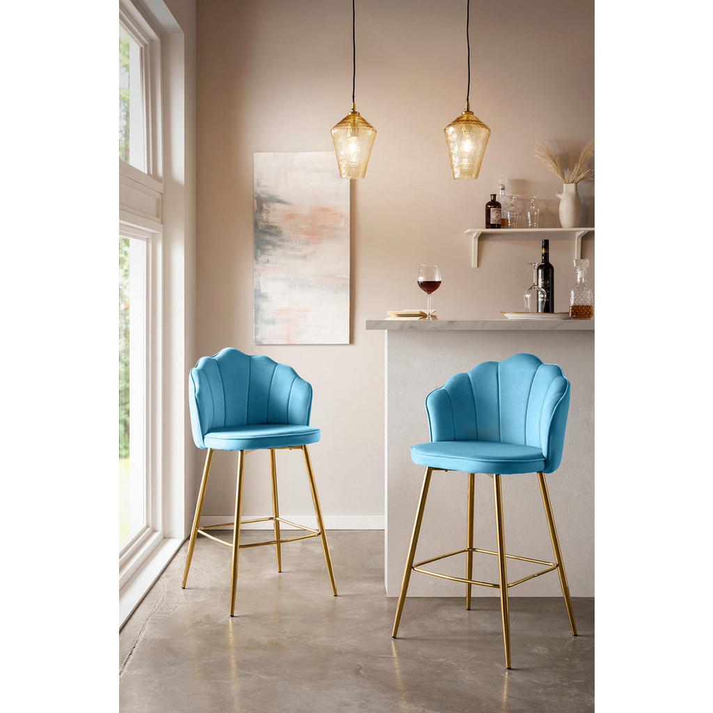 Thumbnail - Livetastic Barhocker-Set, Blau, Textil, konisch, 52x100x54 cm, Stühle