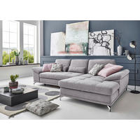 ECKSOFA Silberfarben Flachgewebe  - Silberfarben, KONVENTIONELL, Textil/Metall (301/176cm) - Sit & More