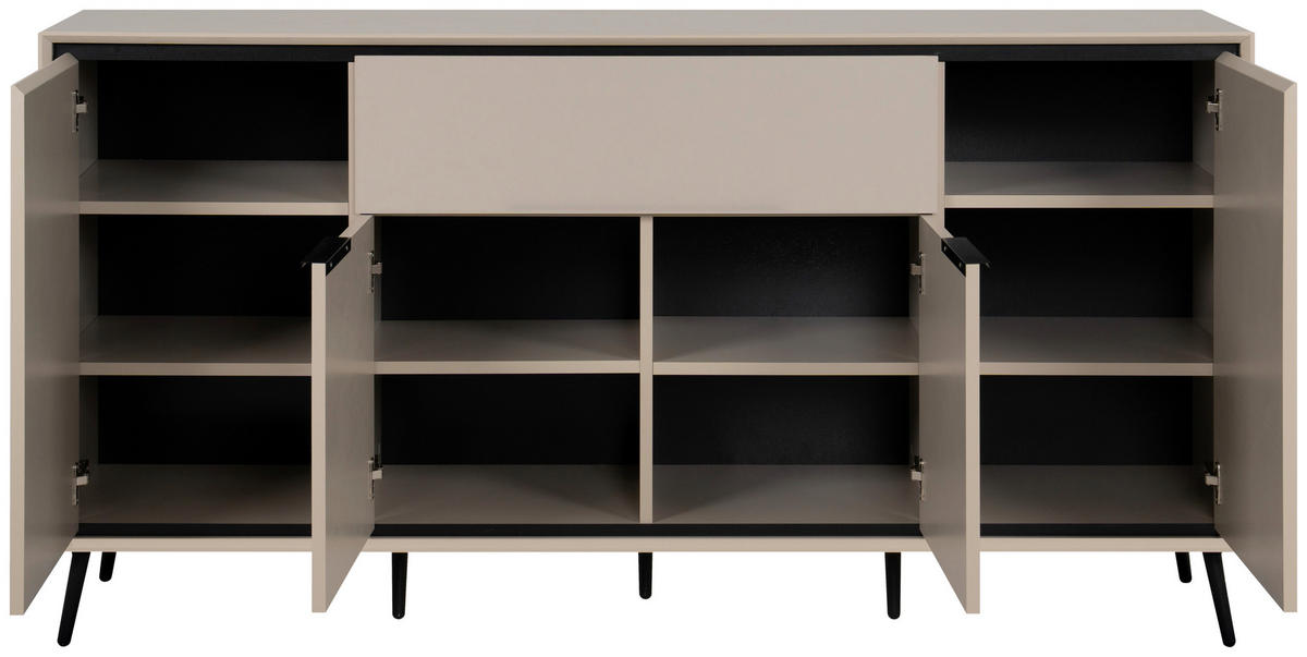 KOMODA   175/90/38 cm   boje pijeska  - boje pijeska/crna, Konvencionalno, drvni materijal/metal (175/90/38cm) - Livetastic