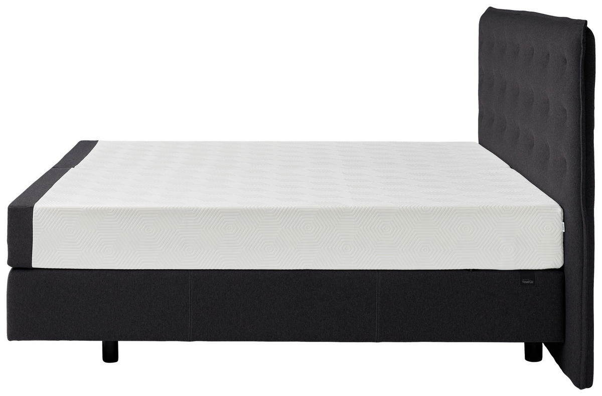 BOXSPRINGBETT 180/200 cm  in Dunkelgrau  - Dunkelgrau/Schwarz, Konventionell, Textil (180/200cm) - Tempur