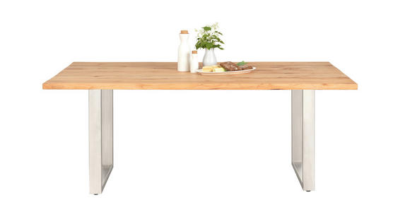 ESSTISCH Akaziefarben rechteckig   - Edelstahlfarben/Akaziefarben, Design, Holz/Metall (160/90/77cm) - Carryhome