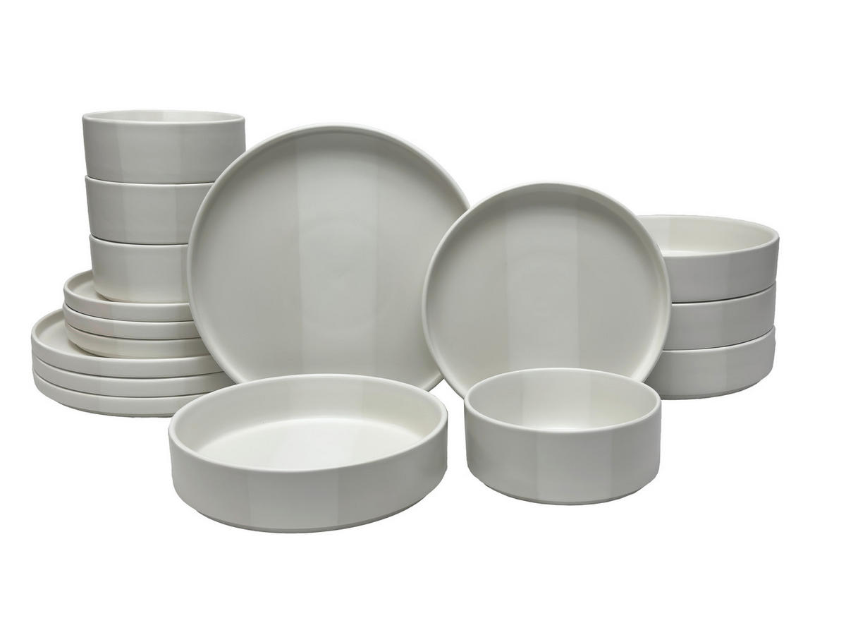 KOMBISERVICE Kyoto striscia 16-teilig  - Weiß, Trend, Keramik - Novel