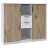 HIGHBOARD  in 122/105/40 cm  - Weiss/Eichefarben, Konventionell, Holzwerkstoff/Metall (122/105/40cm) - Boxxx