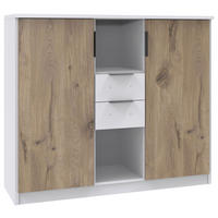 HIGHBOARD  in 122/105/40 cm  - Weiss/Eichefarben, Konventionell, Holzwerkstoff/Metall (122/105/40cm) - Boxxx